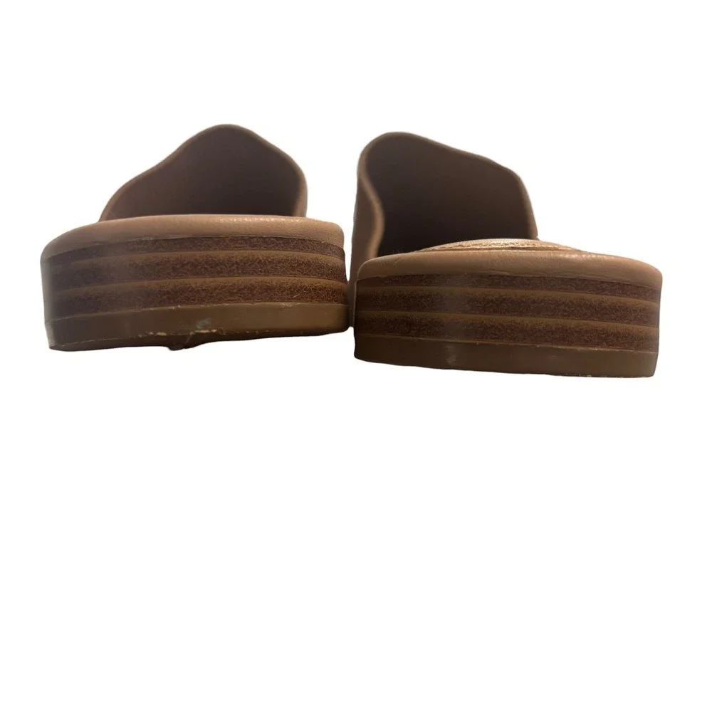 Steven New York Valdez Tan Knit Pointed Toe Mules Low Block Heel Flats Size 8 - Picture 6 of 12